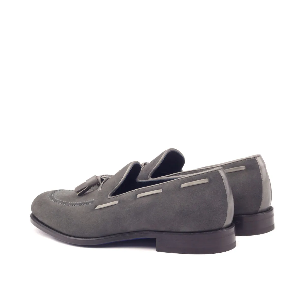 Unique Handcrafted Grey Lux Suede Slip on Loafer w/ Tassles
