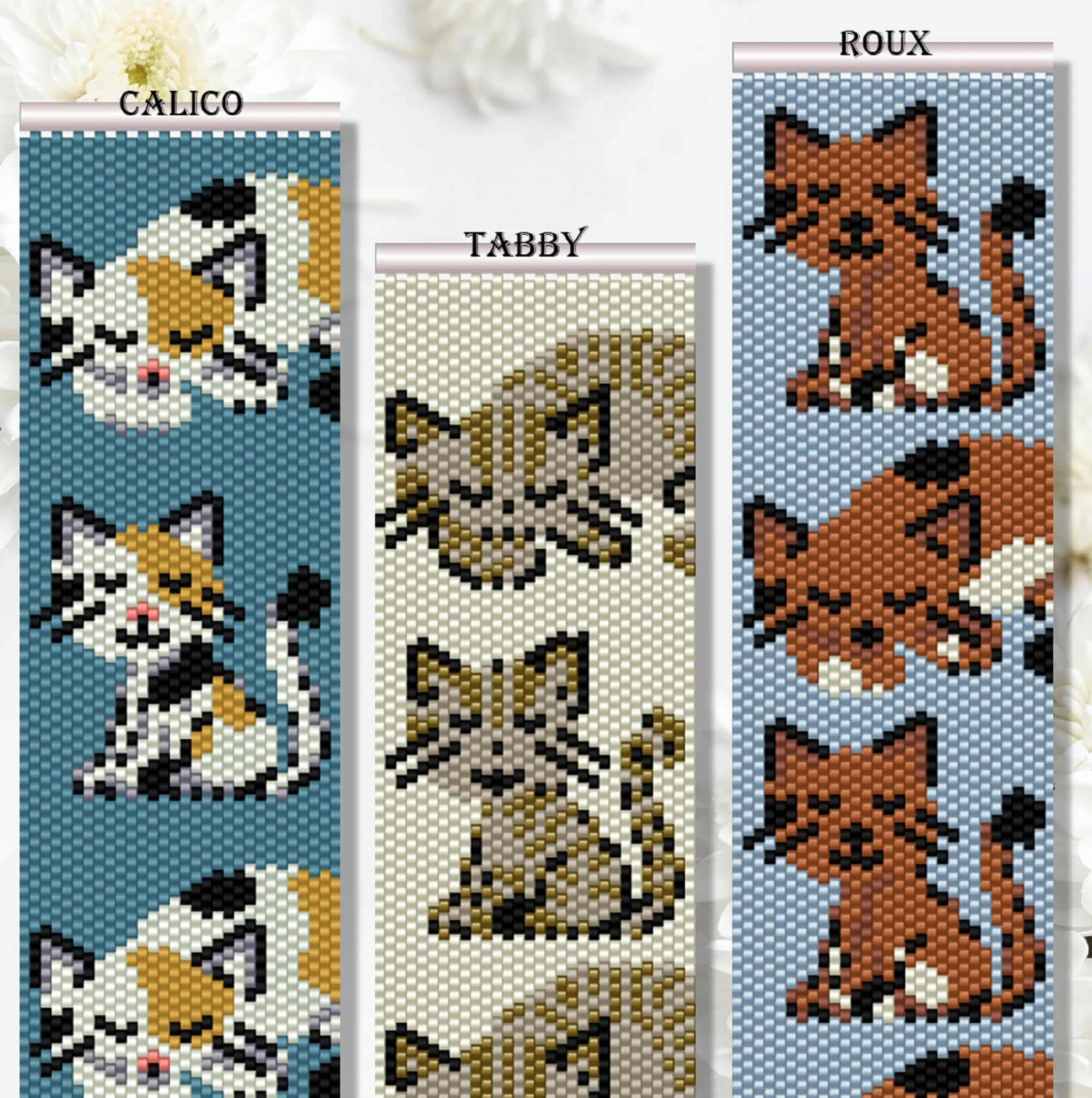Vertical Peyote Pattern - Bracelet CHAT CALICO