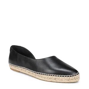 Vince Womens Tita Espadrille Flats Black Leather 6.5 M