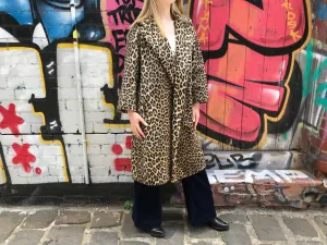 Vintage 1960’s Faux Fur Animal Print Womens Coat Fully Lined Original Buttons