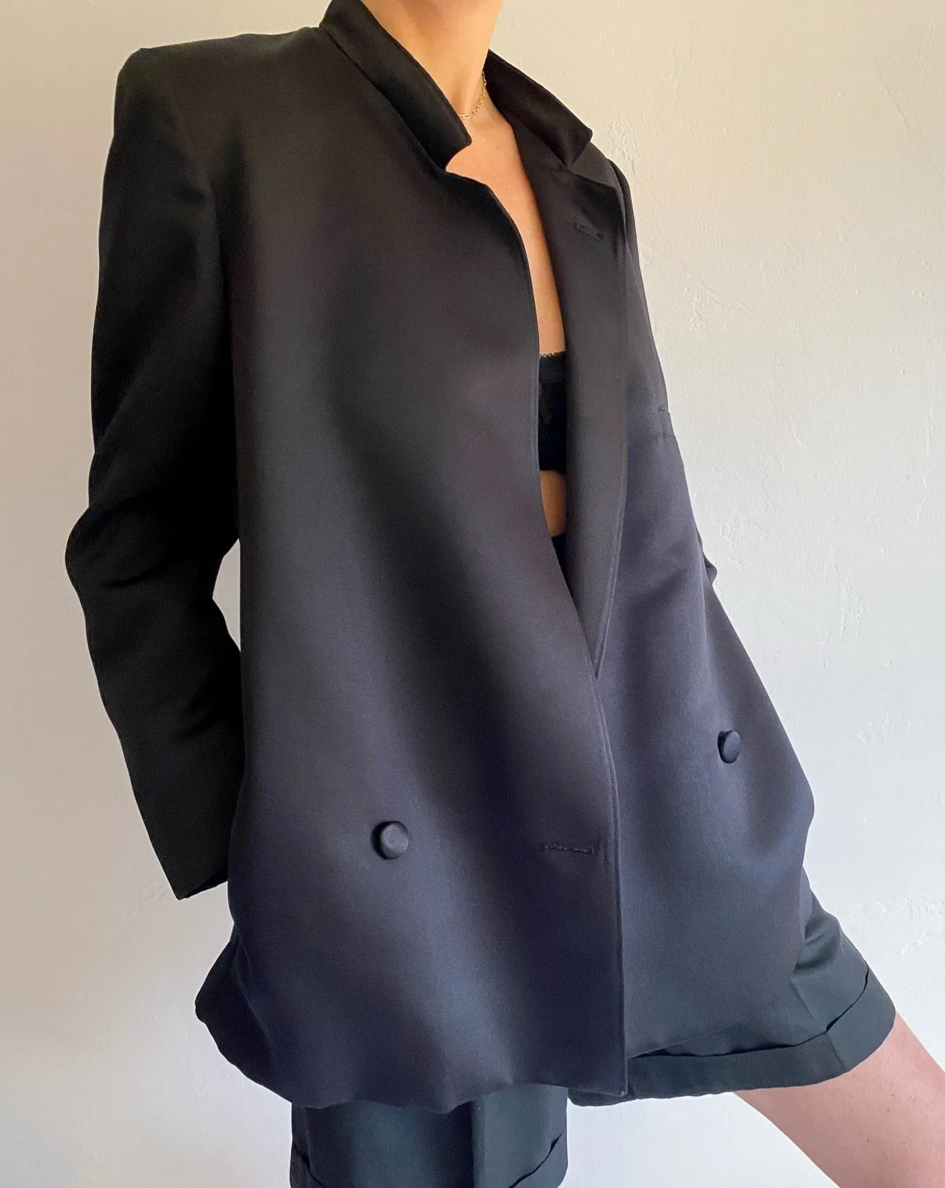Vintage Black Satin Evening Blazer