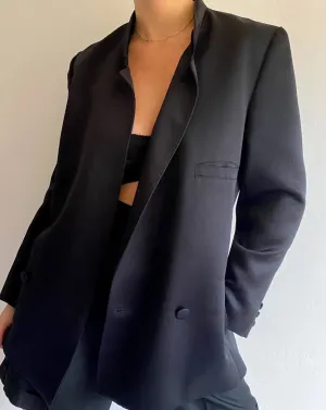 Vintage Black Satin Evening Blazer