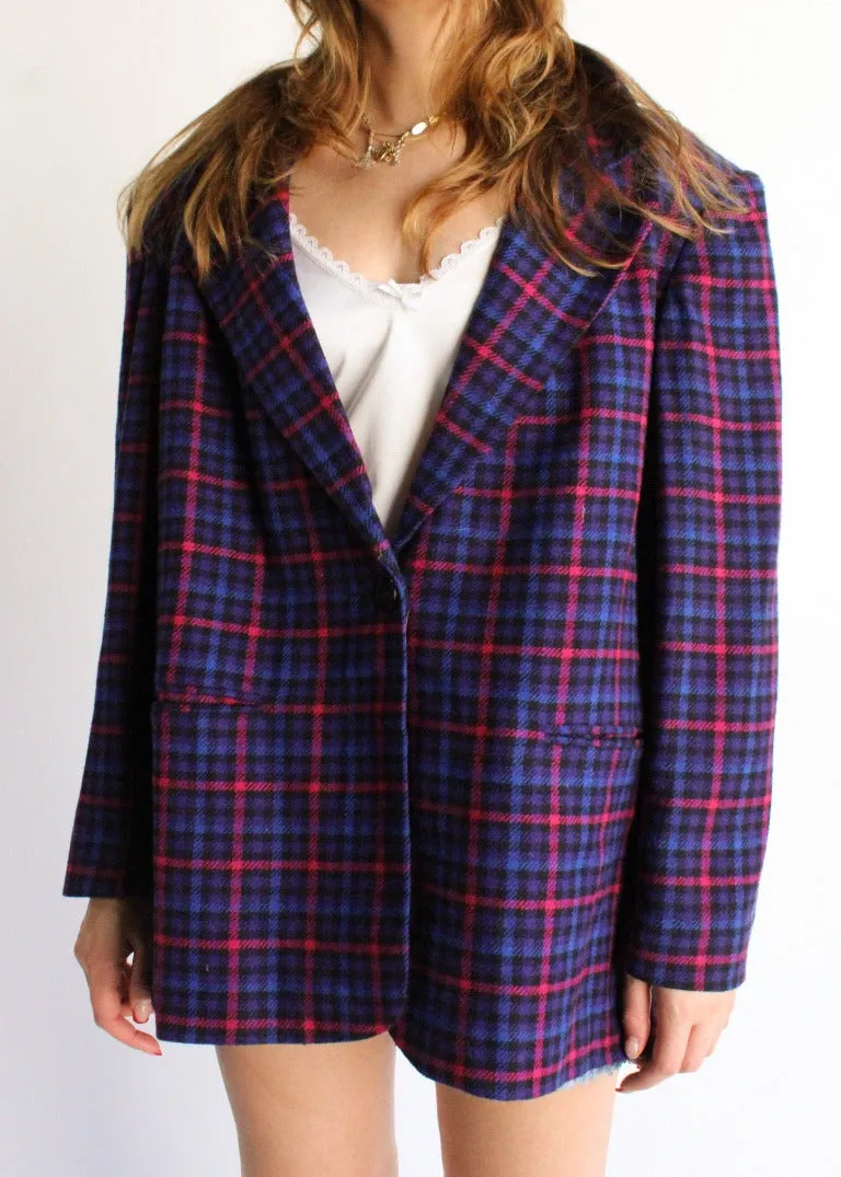 Vintage Plaid Blazer S0764