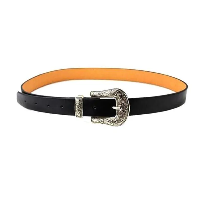 Vintage Retro Carved Metal Wide Double Buckle Belt Adjustable Belt