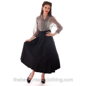 Vintage Sheer Nylon Blouse Copper Black Metallic Stripes Carol Benson 1940s