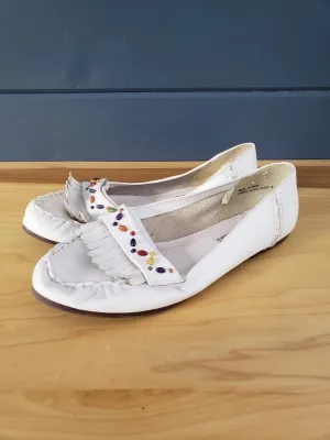Vintage White Leather Moccasin Style Flats