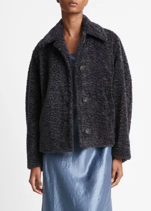 Wavy Faux Fur Jacket (Obsidian)