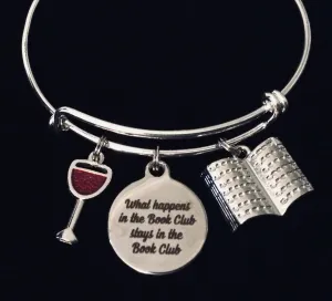 What Happens in Book Club Stays in Book Club Adjustable Bracelet Expandable Charm Bangle Gift