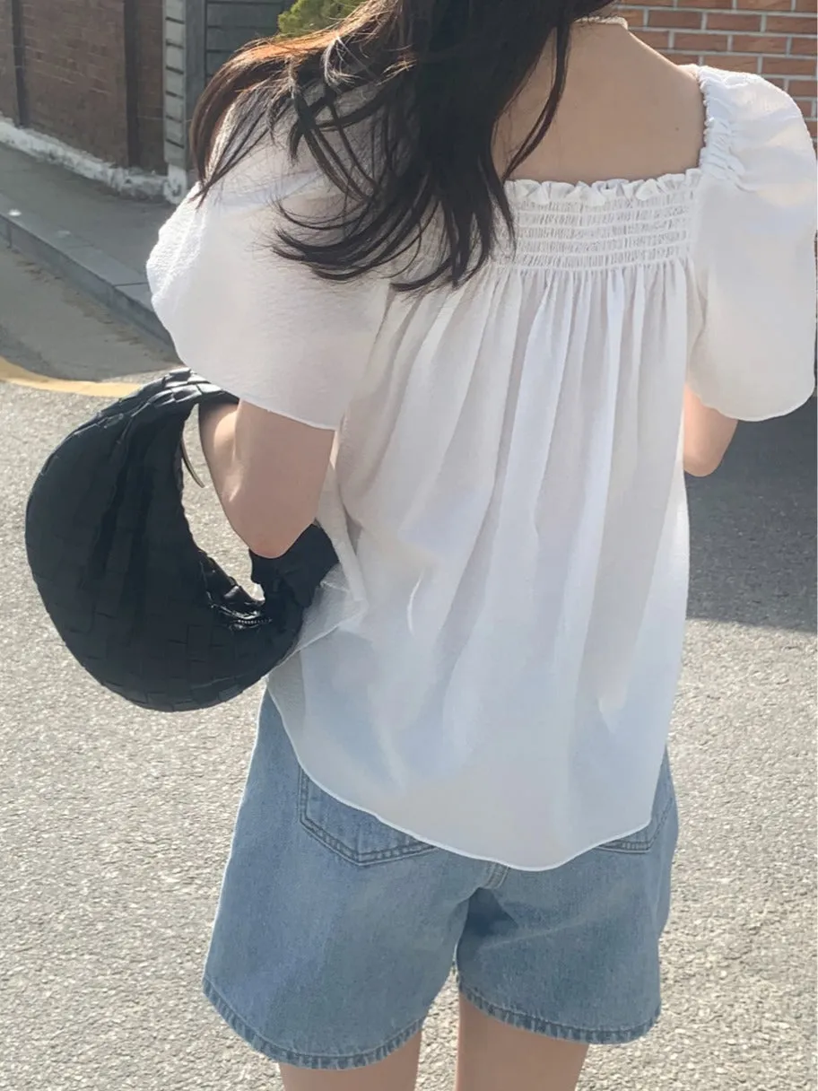White Bow Detailed Sheer Top