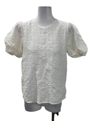 White Eyelet Puff Sleeve Top