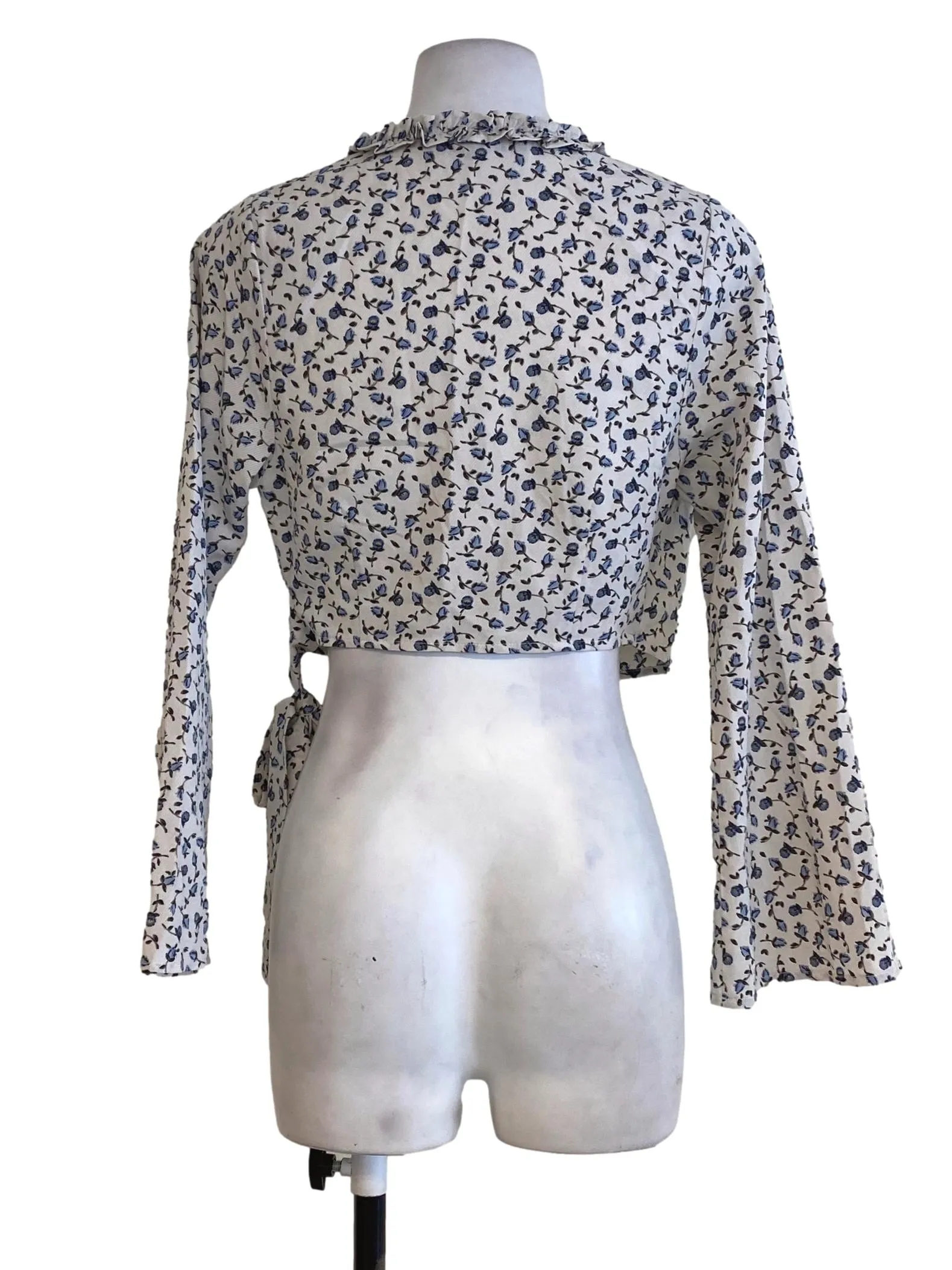 White Floral Wrap Top