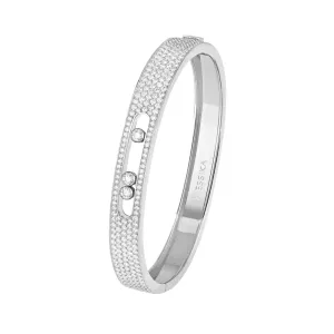 WHITE GOLD DIAMOND BRACELET MOVE JOAILLERIE PAVÉ BANGLE