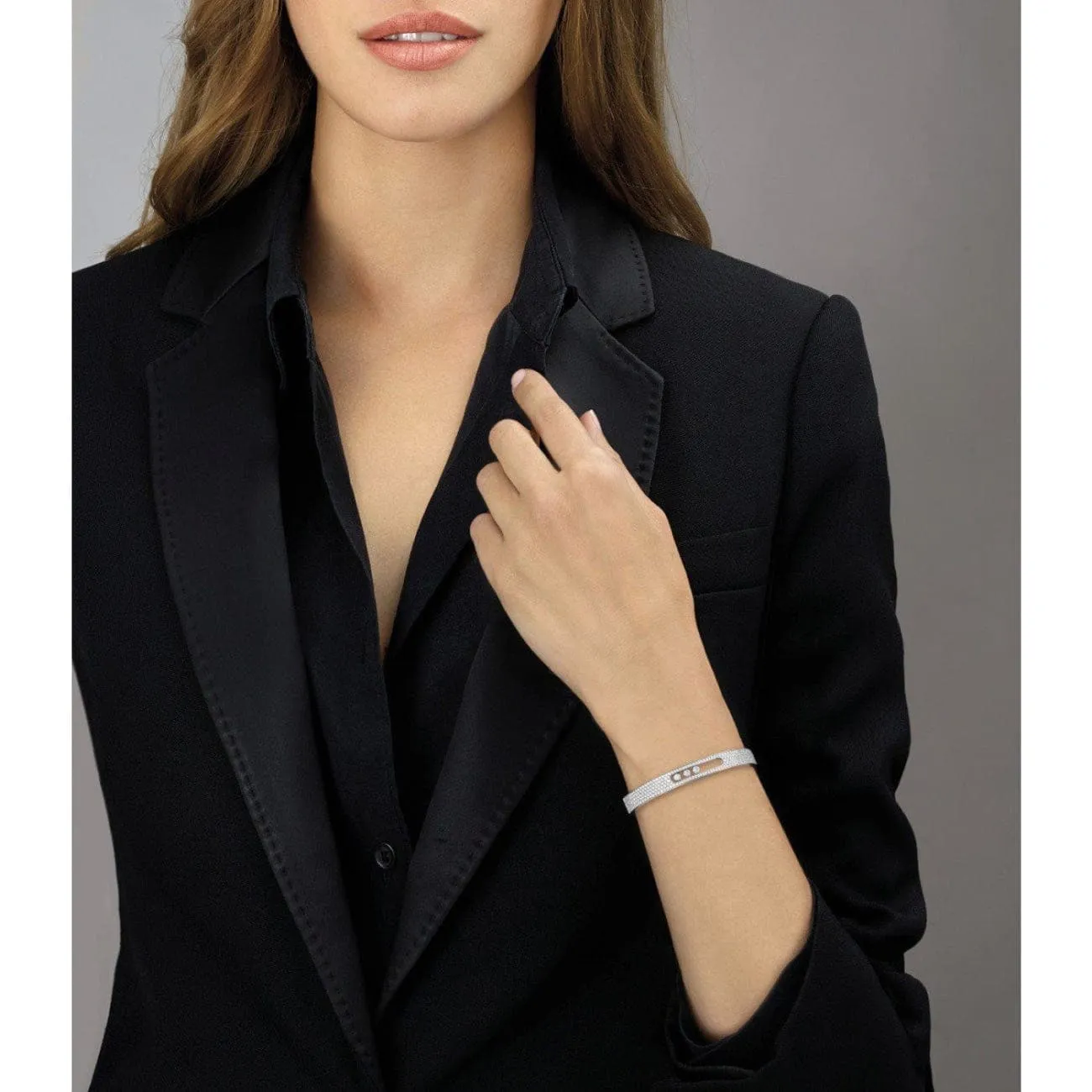 WHITE GOLD DIAMOND BRACELET MOVE JOAILLERIE PAVÉ BANGLE