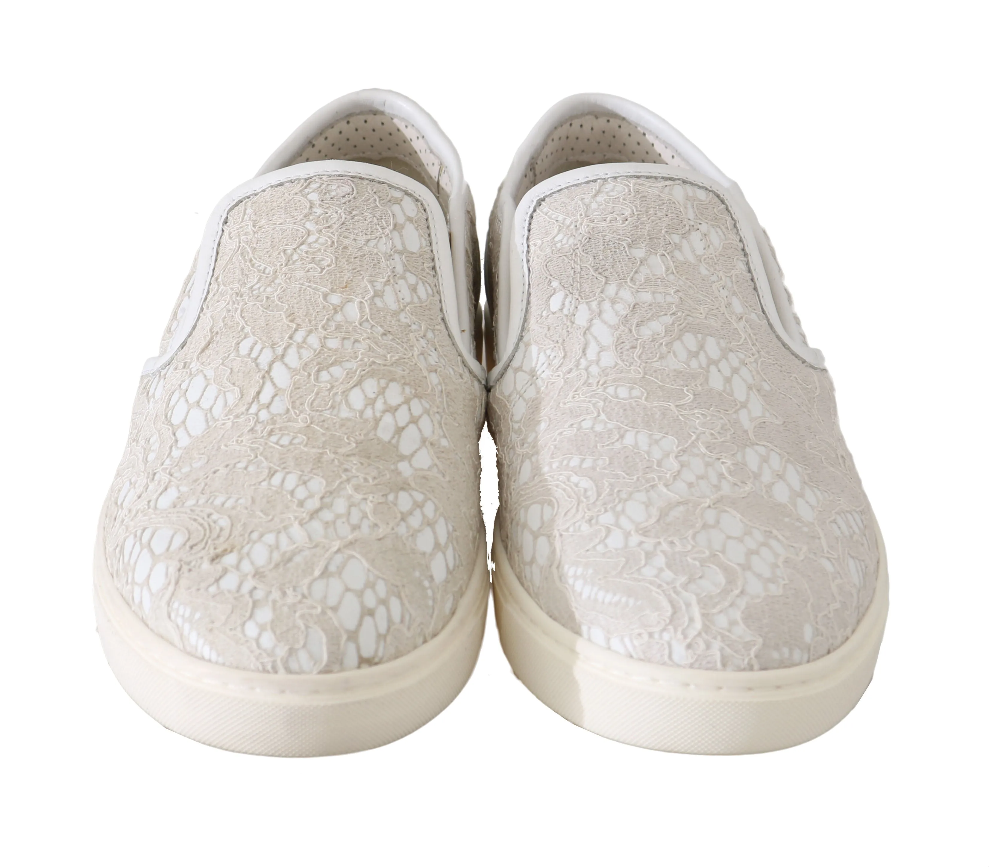White Leather Lace Slip On Loafers