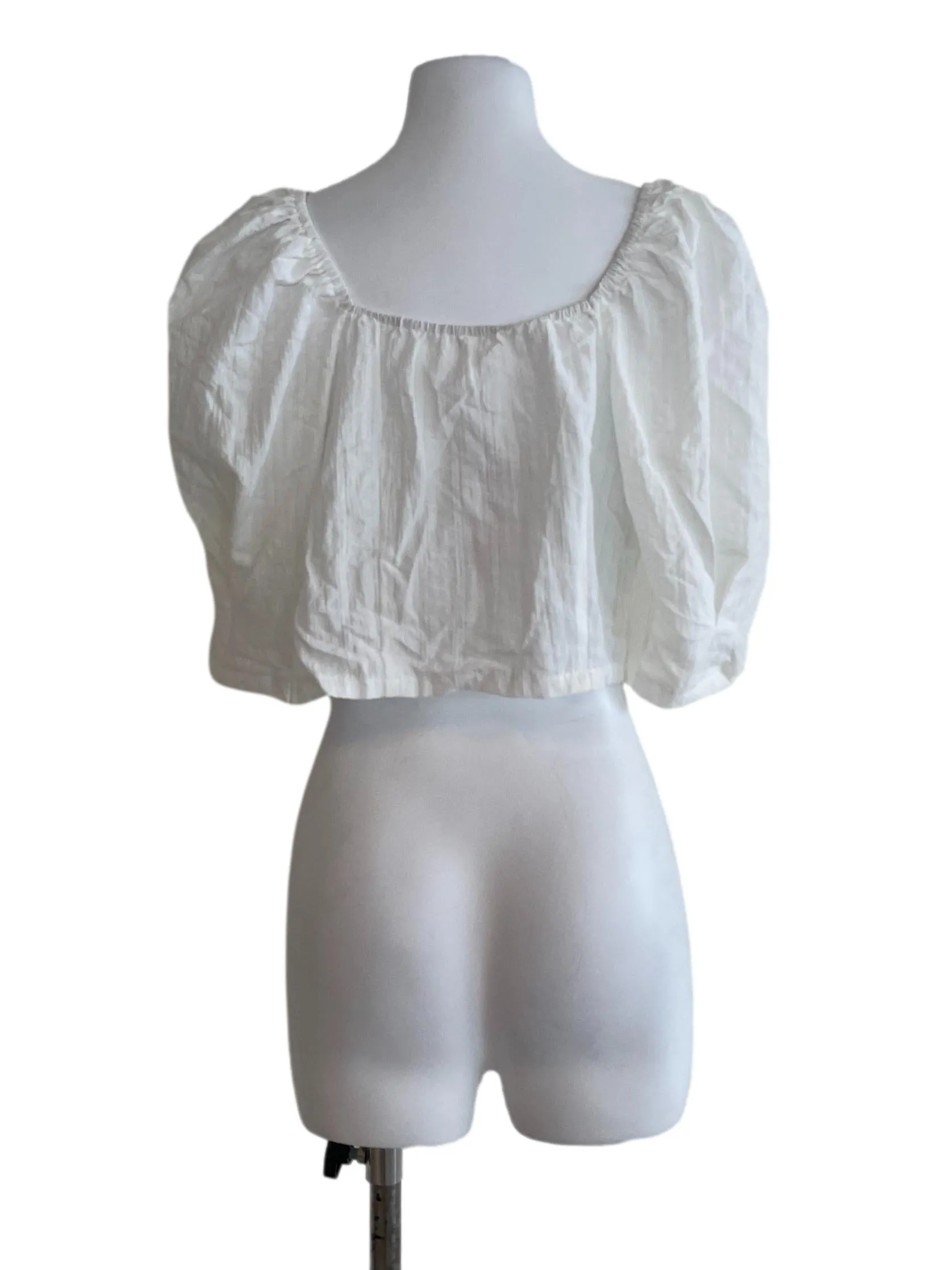 White Puff Sleeves Crop Top