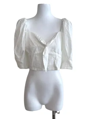 White Puff Sleeves Crop Top