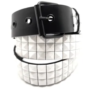 White Studs on Black Pyramid Studded Belt Black Hardware Punk