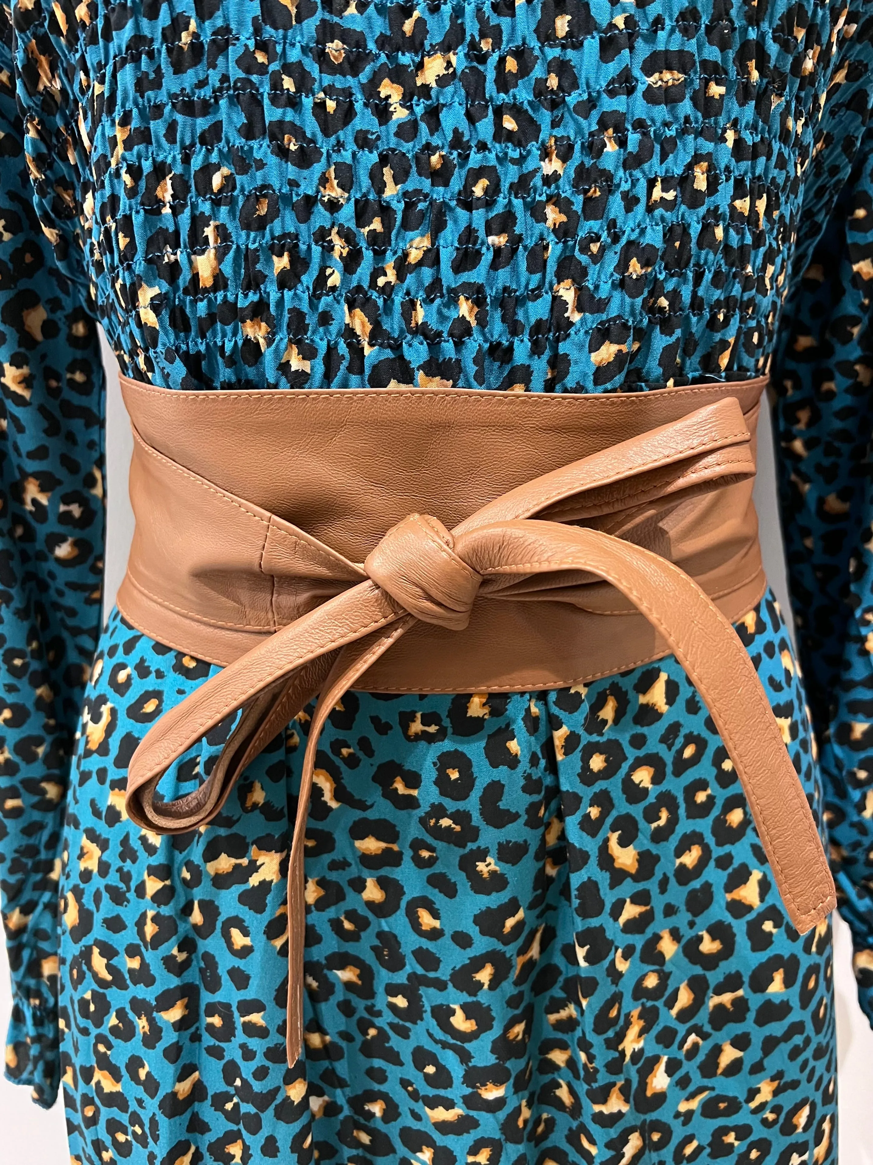 White Tie Wrap Leather Obi Belt