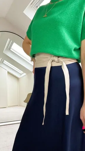 White Tie Wrap Leather Obi Belt