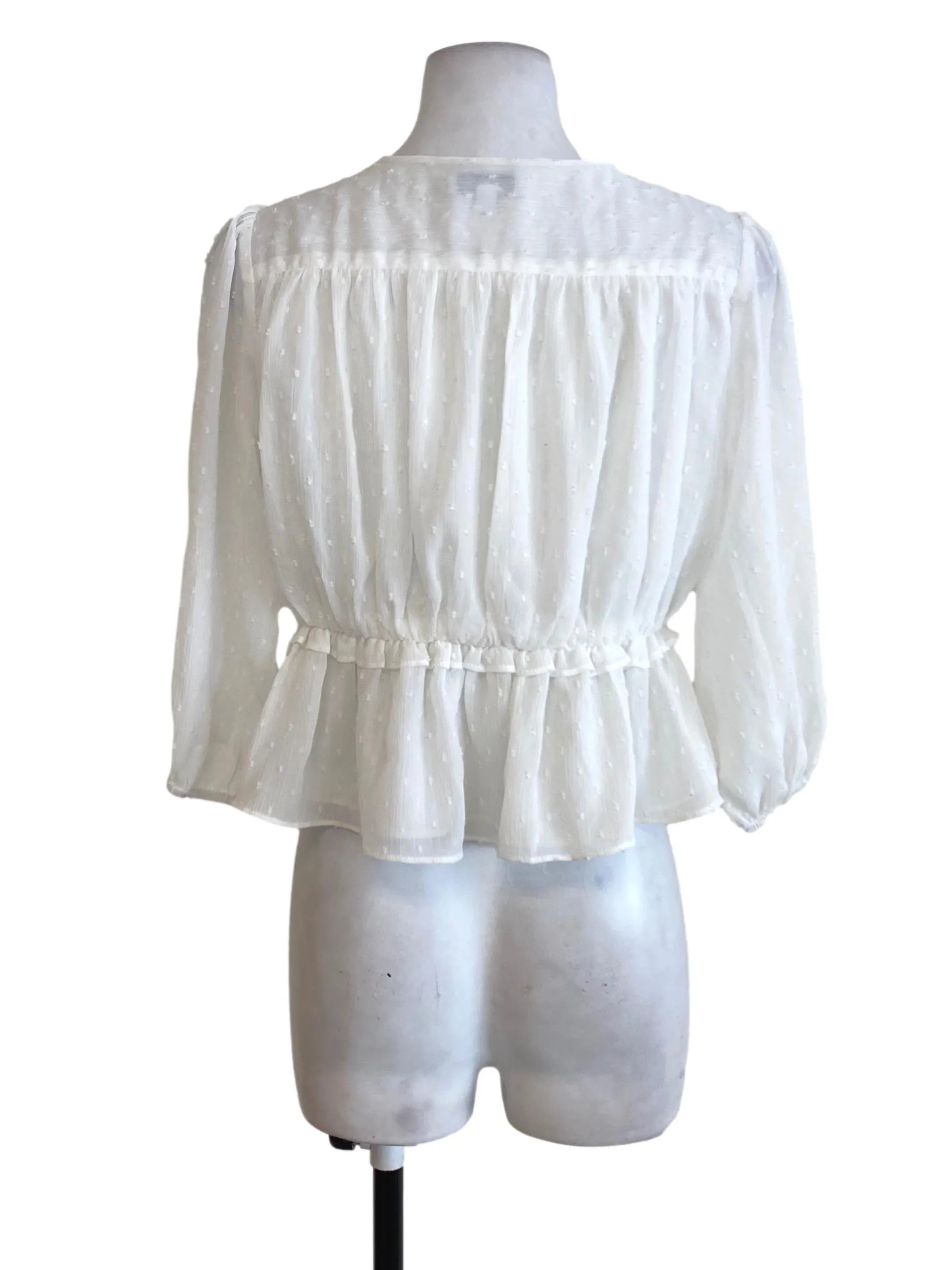 White V Neck Ruffle Top LB