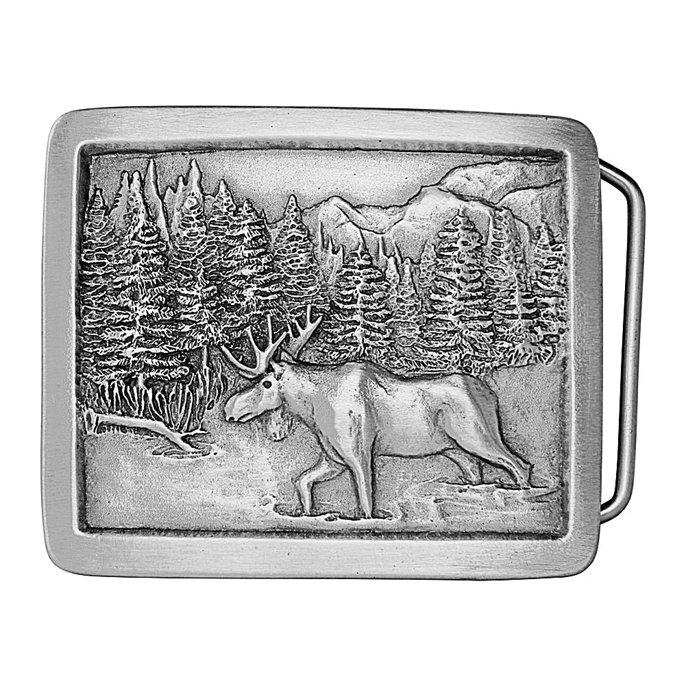 Wild Moose Pewter Belt Buckle