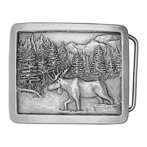 Wild Moose Pewter Belt Buckle