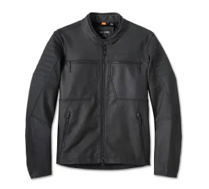 Willie G Skull Graphic Leather Riding Jacket - Harley Black