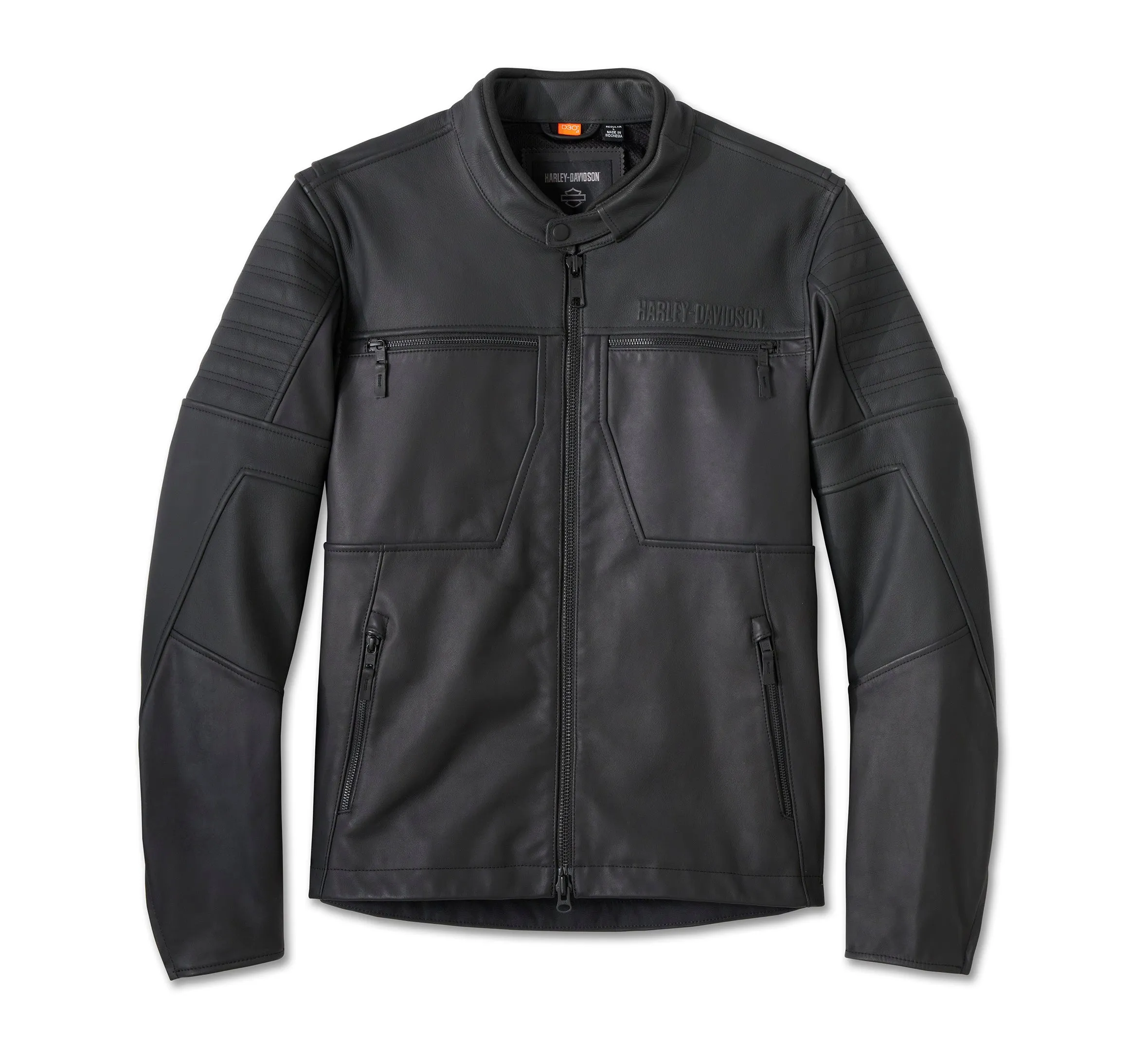 Willie G Skull Graphic Leather Riding Jacket - Harley Black
