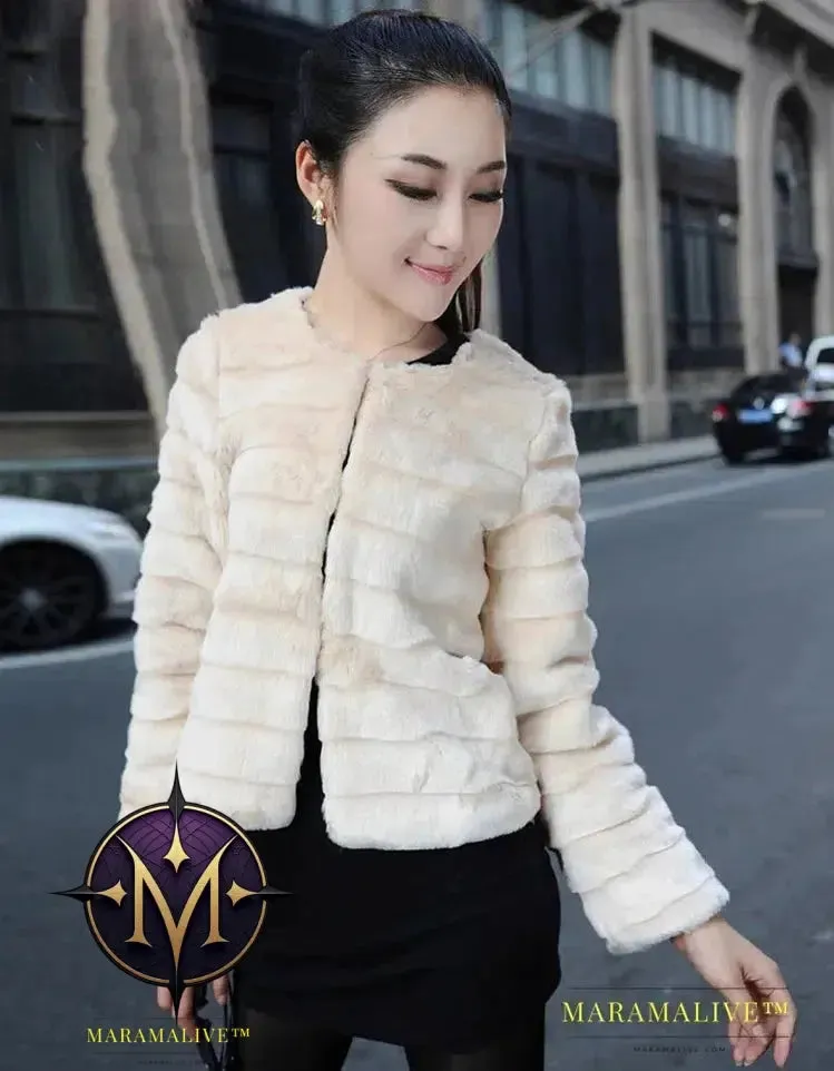 Winter Vintage Fur Coat Womens Short Trench Faux Fur Jacket Hairy Overcoat Artificial Fur Coat Women Faux Fur Coats