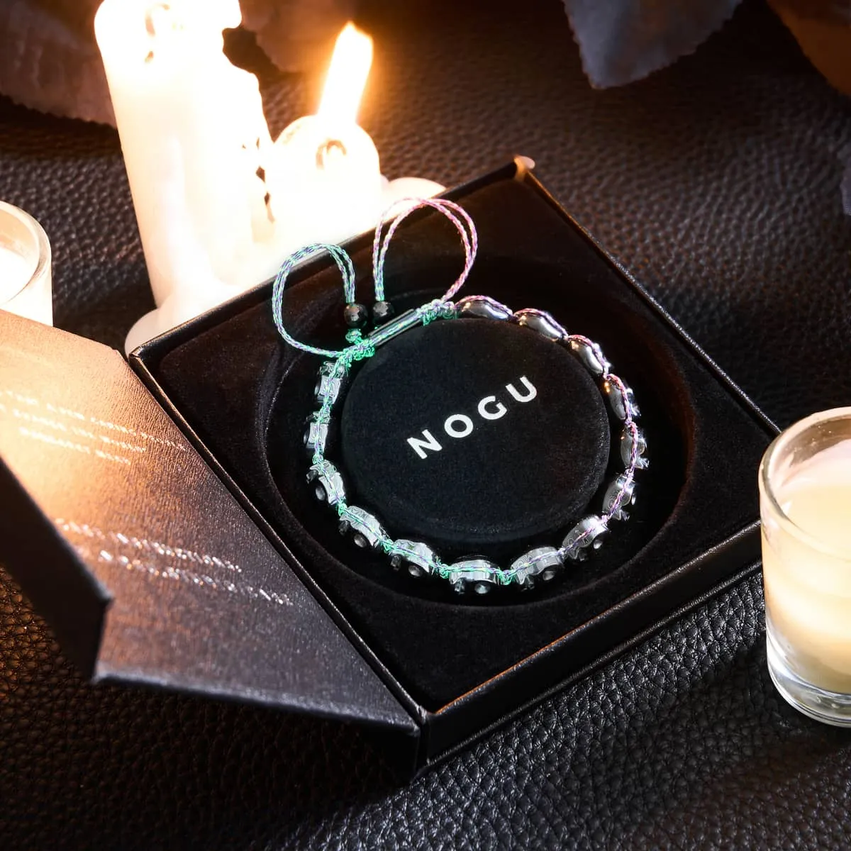 Witching Hour | Gunmetal Skulls x Violet GloWeave | Macrame Bracelet