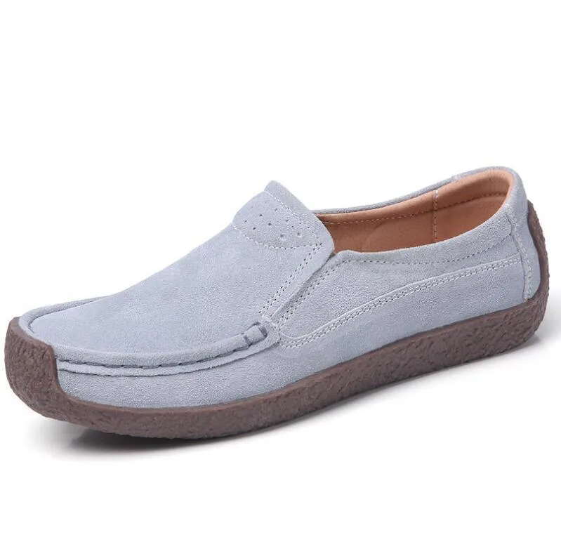 Women Flats Shoes Genuine Leather Slip on ladies Shallow Moccasins Casual Shoes