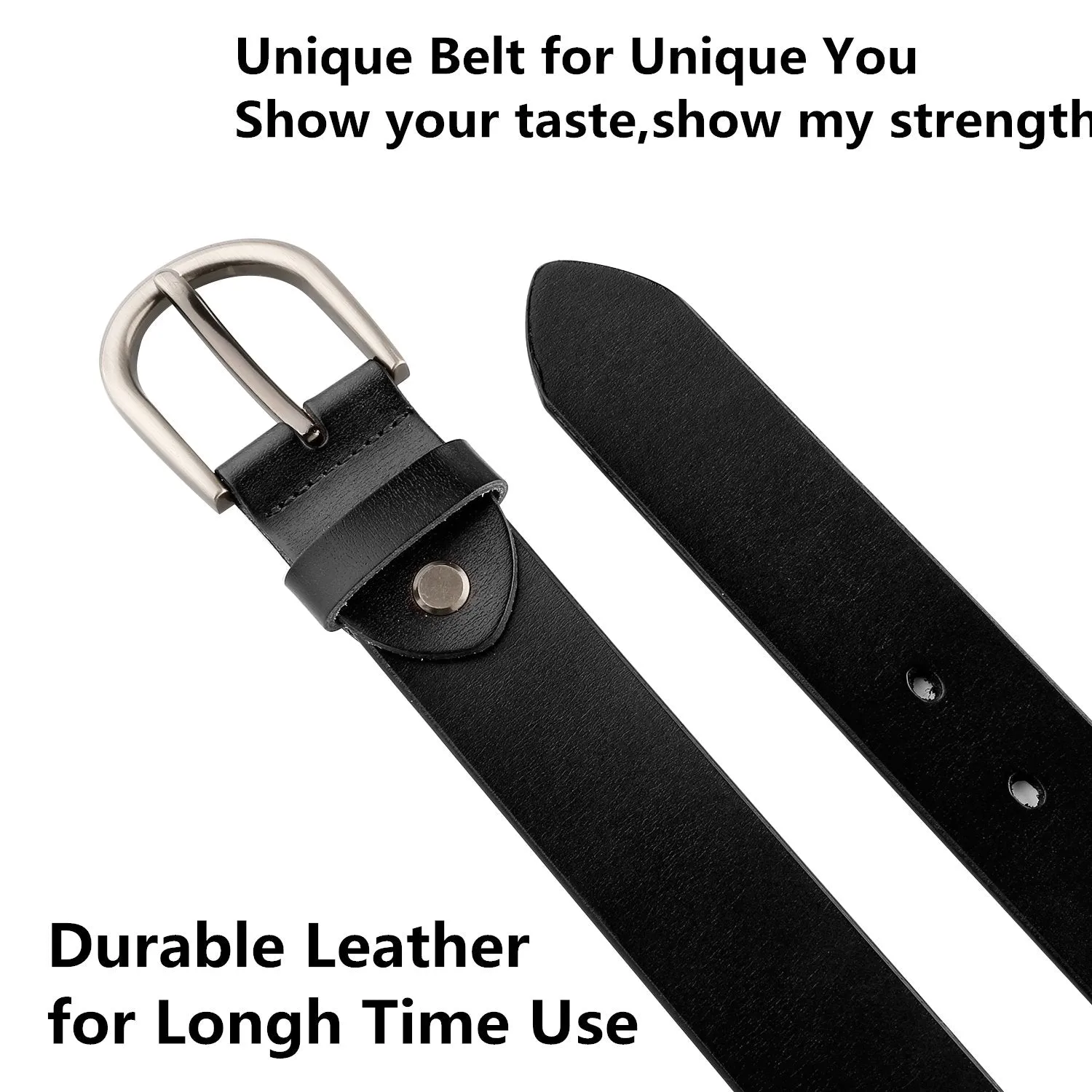 Women Leather Belt for Pants Dress Jeans Waist Belt with Brushed Alloy Buckle