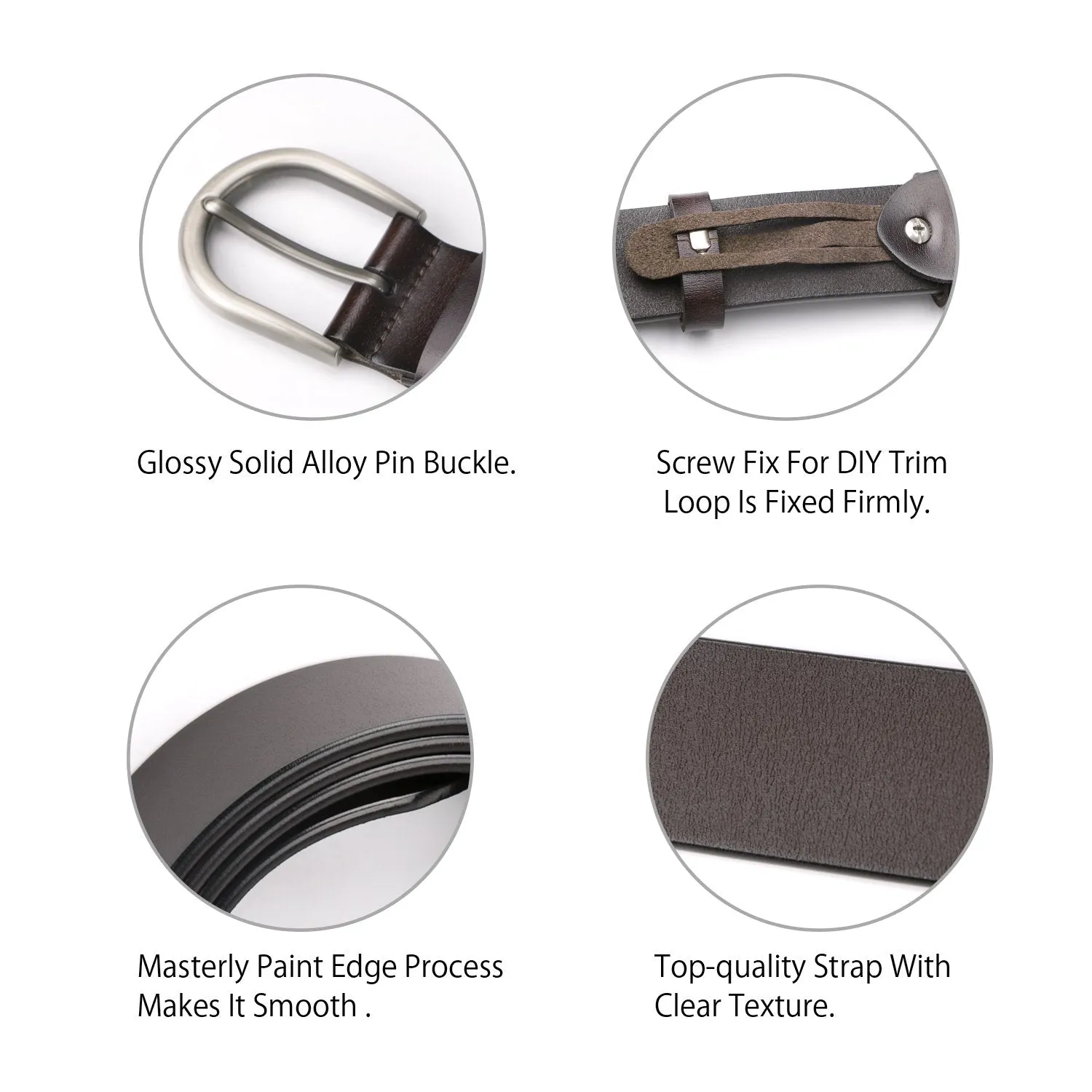 Women Leather Belt for Pants Dress Jeans Waist Belt with Brushed Alloy Buckle