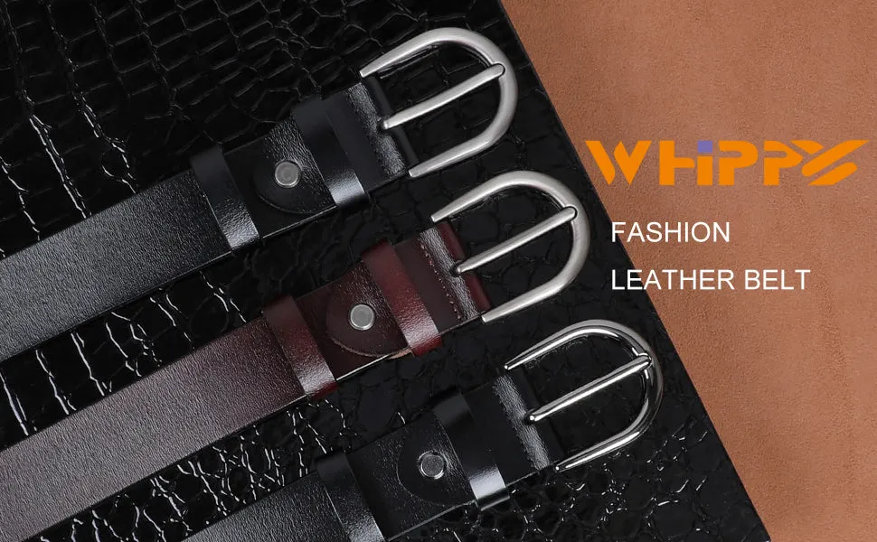 Women Leather Belt for Pants Dress Jeans Waist Belt with Brushed Alloy Buckle