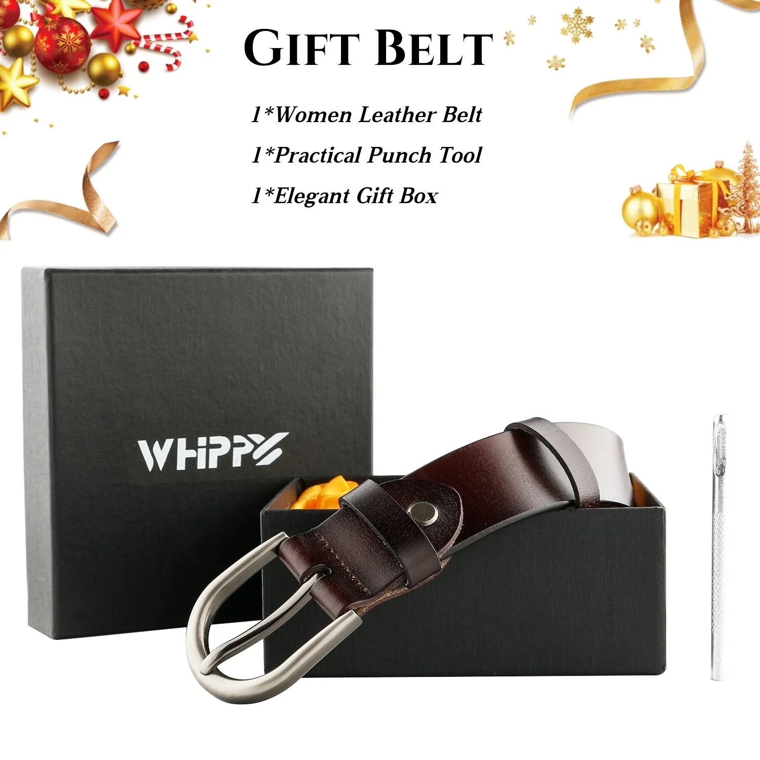 Women Leather Belt for Pants Dress Jeans Waist Belt with Brushed Alloy Buckle