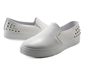 Women Leather Loafers Fashion ballet flats white black Shoes
