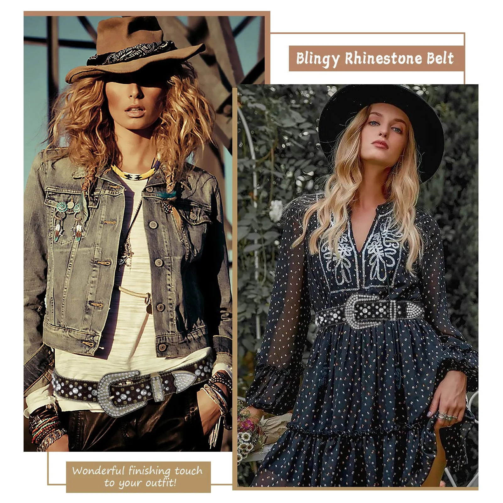 Women Rhinestone Belt for Jeans, SANSTHS Men Western Cowgirl Bling Studded Belt Faux Crocodile Grain Leather
