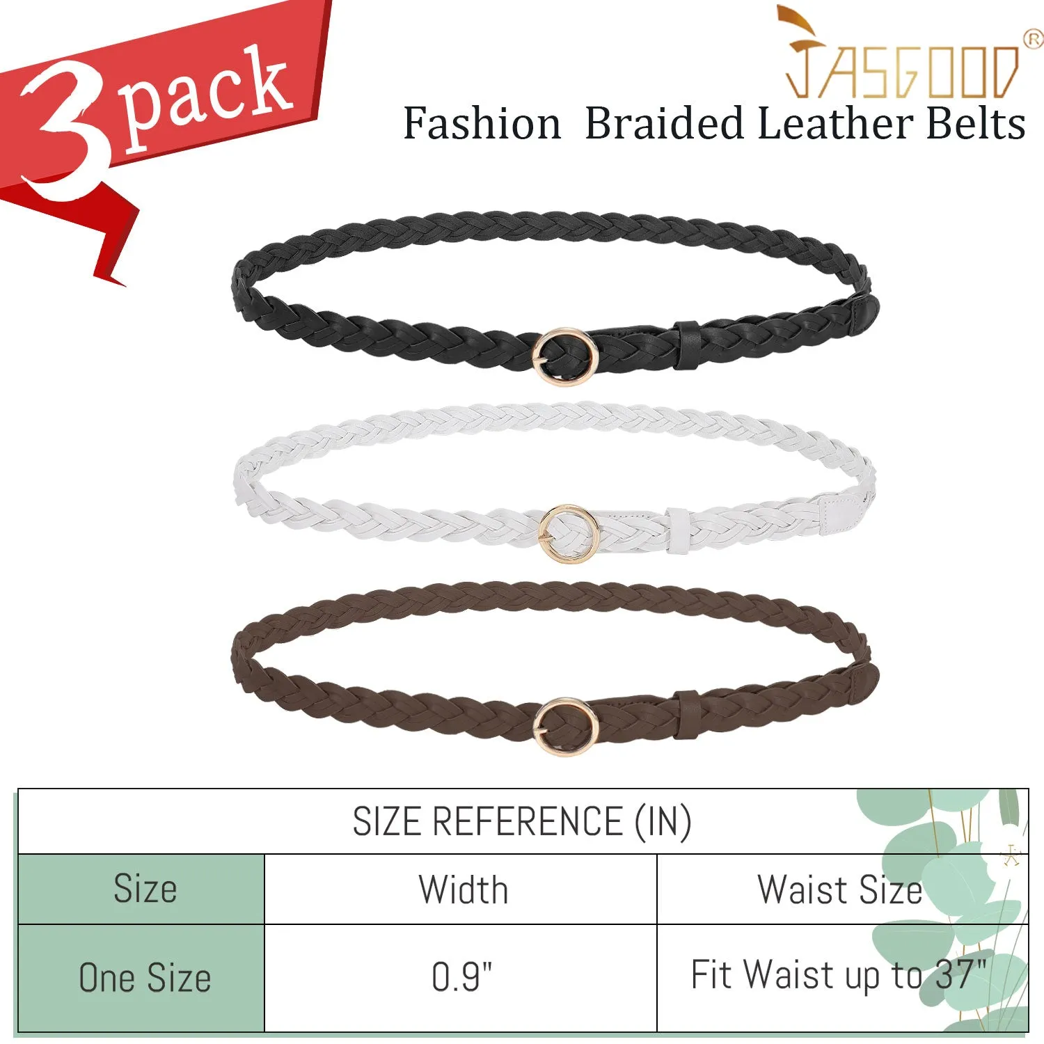 Women Skinny Braided Leather Belt Thin Woven Waist Belt For Dress