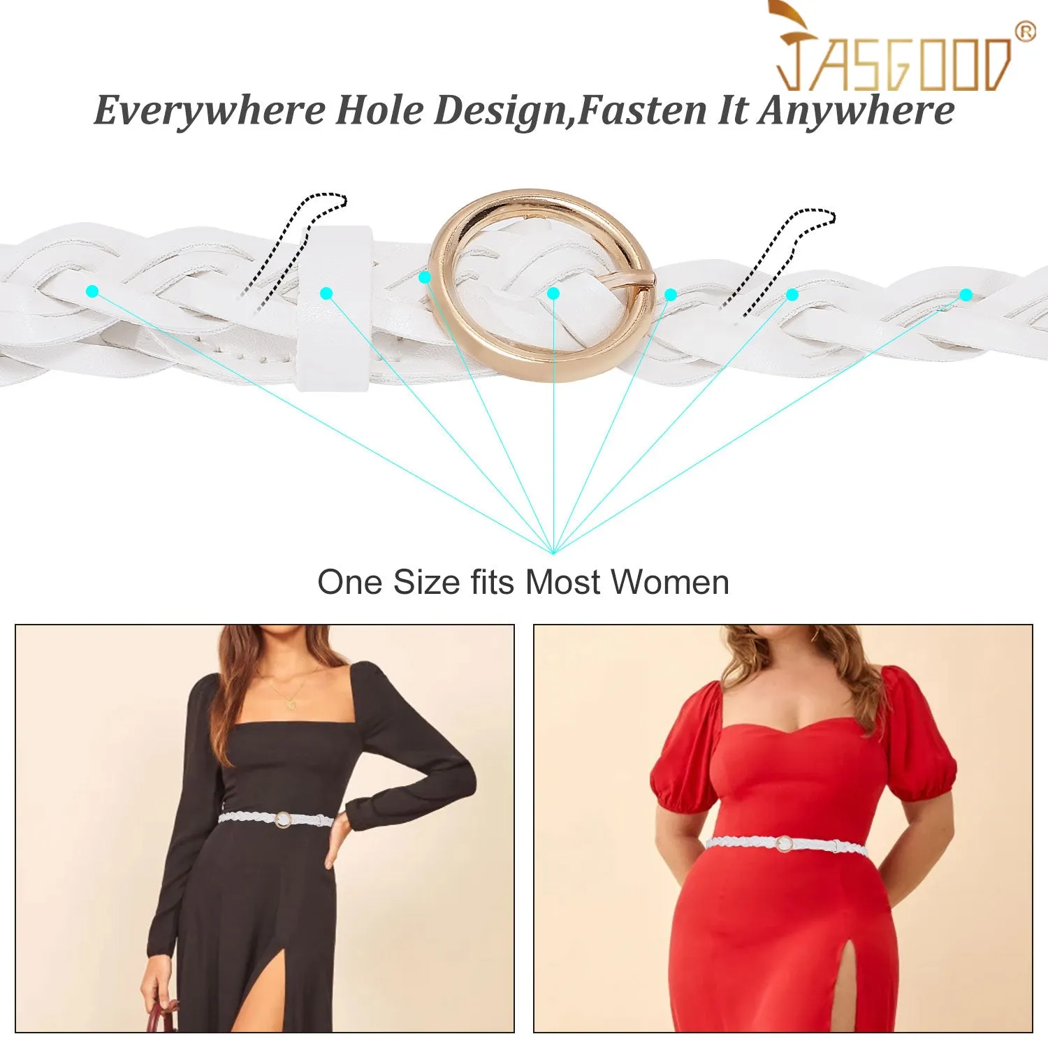 Women Skinny Braided Leather Belt Thin Woven Waist Belt For Dress