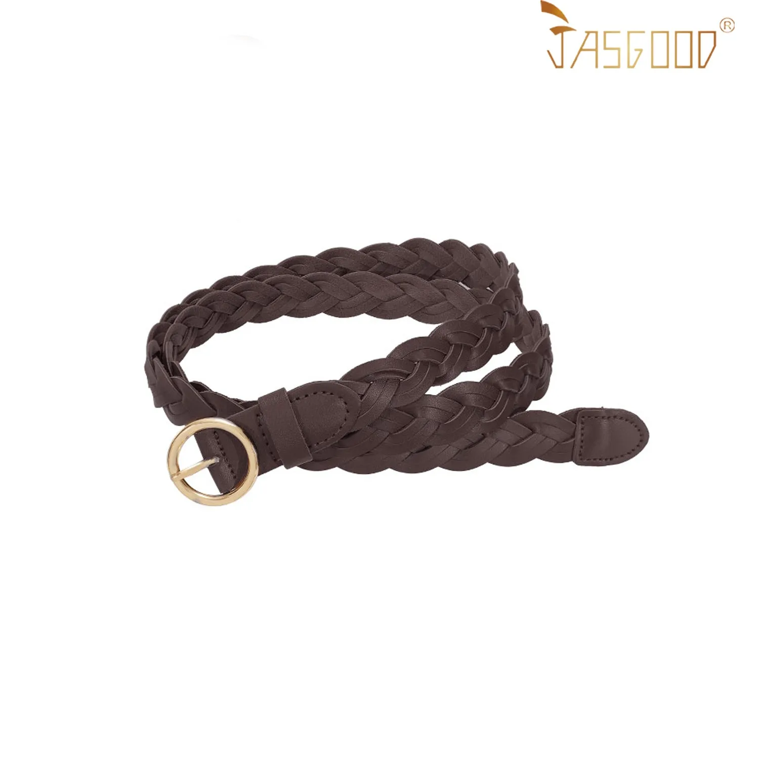 Women Skinny Braided Leather Belt Thin Woven Waist Belt For Dress