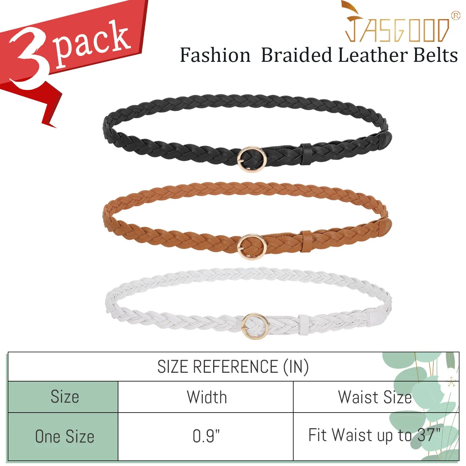 Women Skinny Braided Leather Belt Thin Woven Waist Belt For Dress