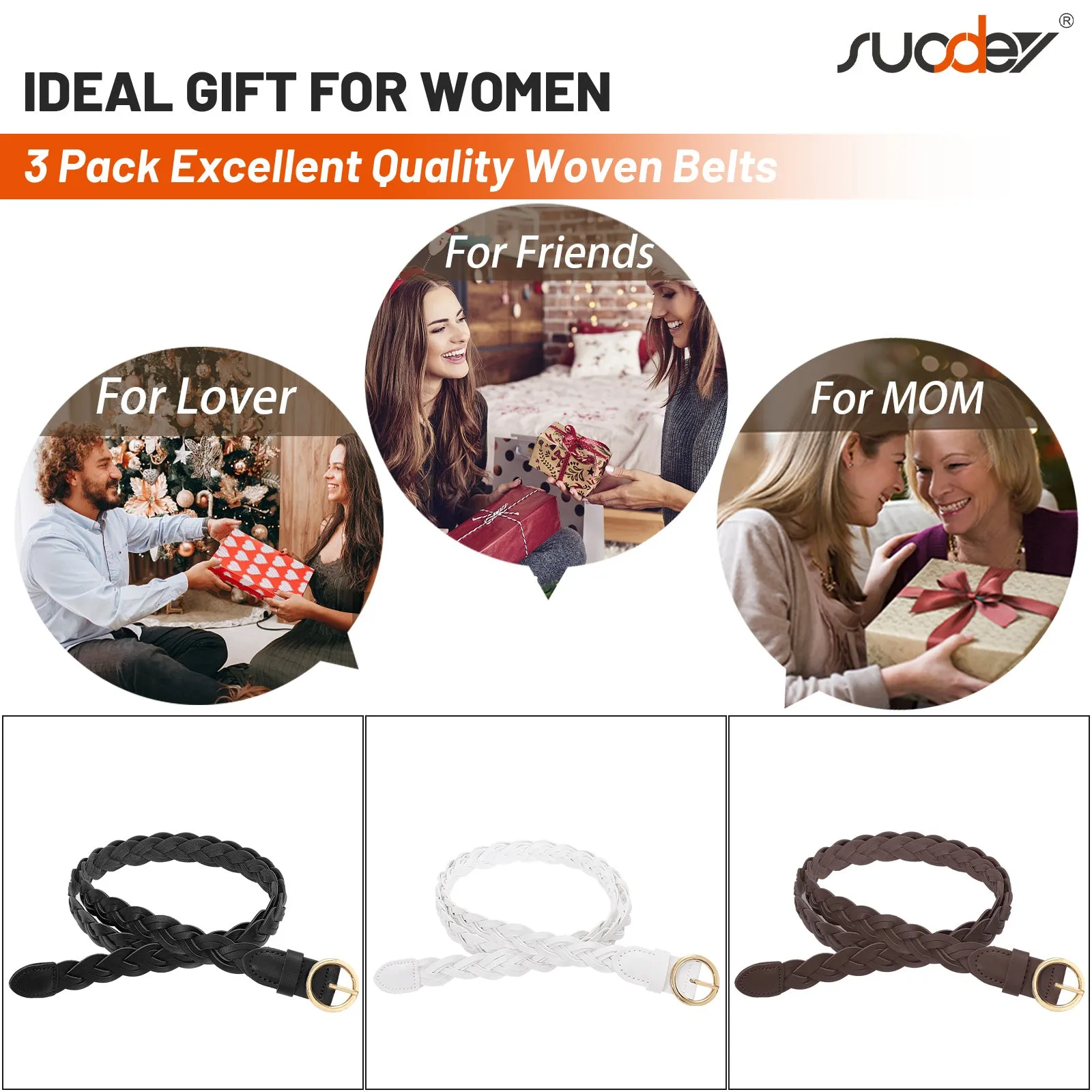 Women Skinny Braided Leather Belt Thin Woven Waist Belt For Dress