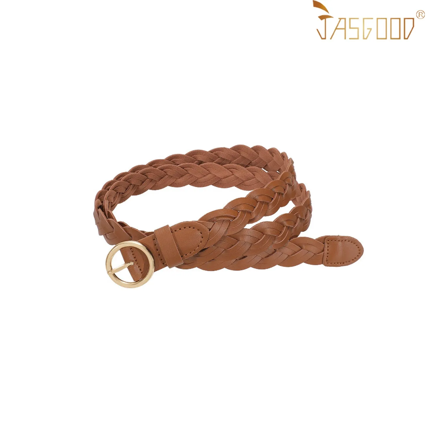 Women Skinny Braided Leather Belt Thin Woven Waist Belt For Dress