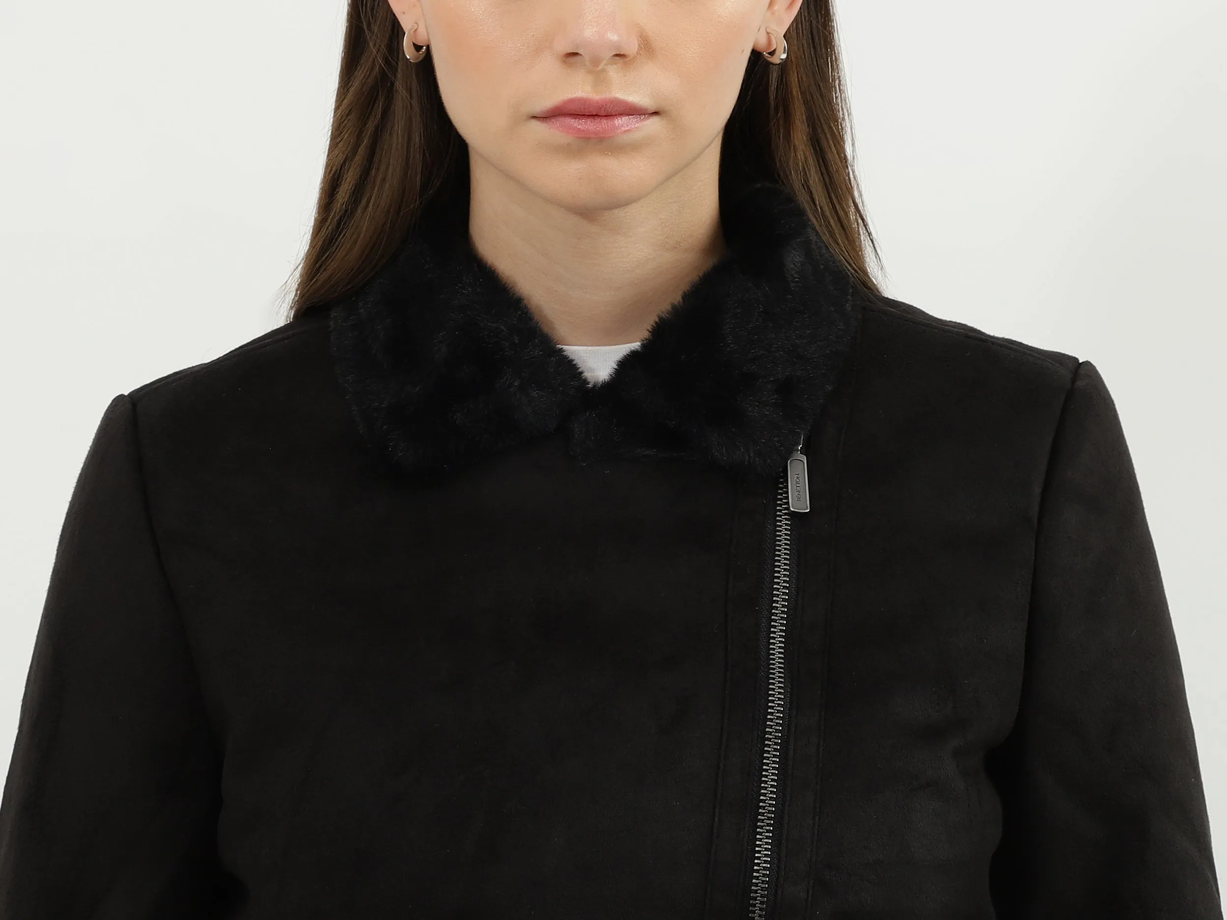 Women Solid Shirt Collar Jacket