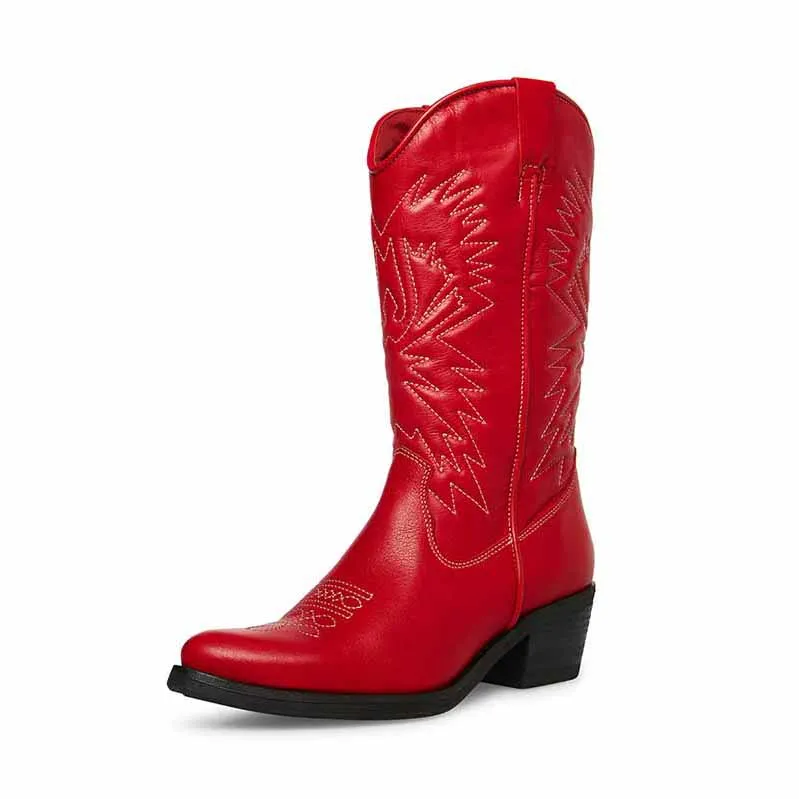 Women Western Cowboy Cowgirl Stitched Embroidered Boots