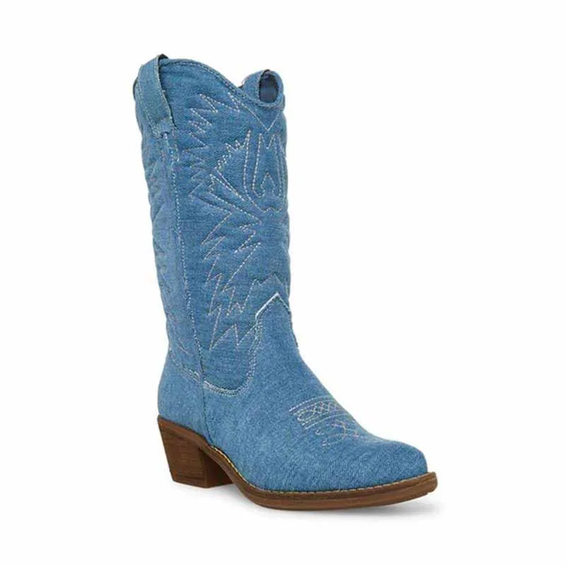 Women Western Cowboy Cowgirl Stitched Embroidered Boots