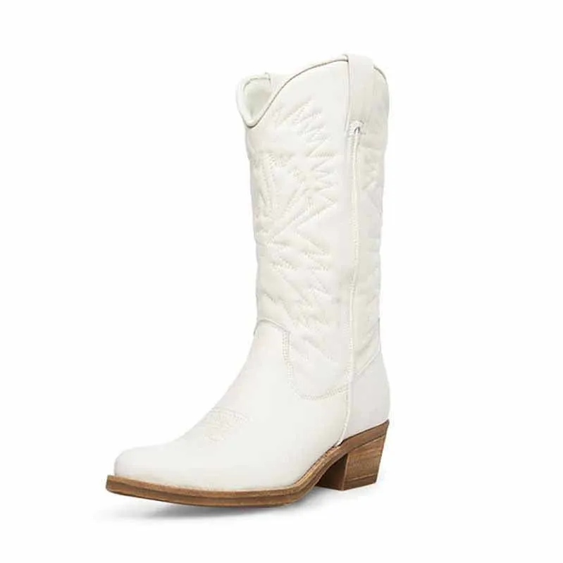 Women Western Cowboy Cowgirl Stitched Embroidered Boots