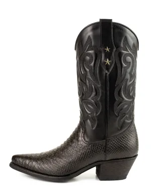 Women's Cowboy Country Western Boots Handmade Black Leather 2524