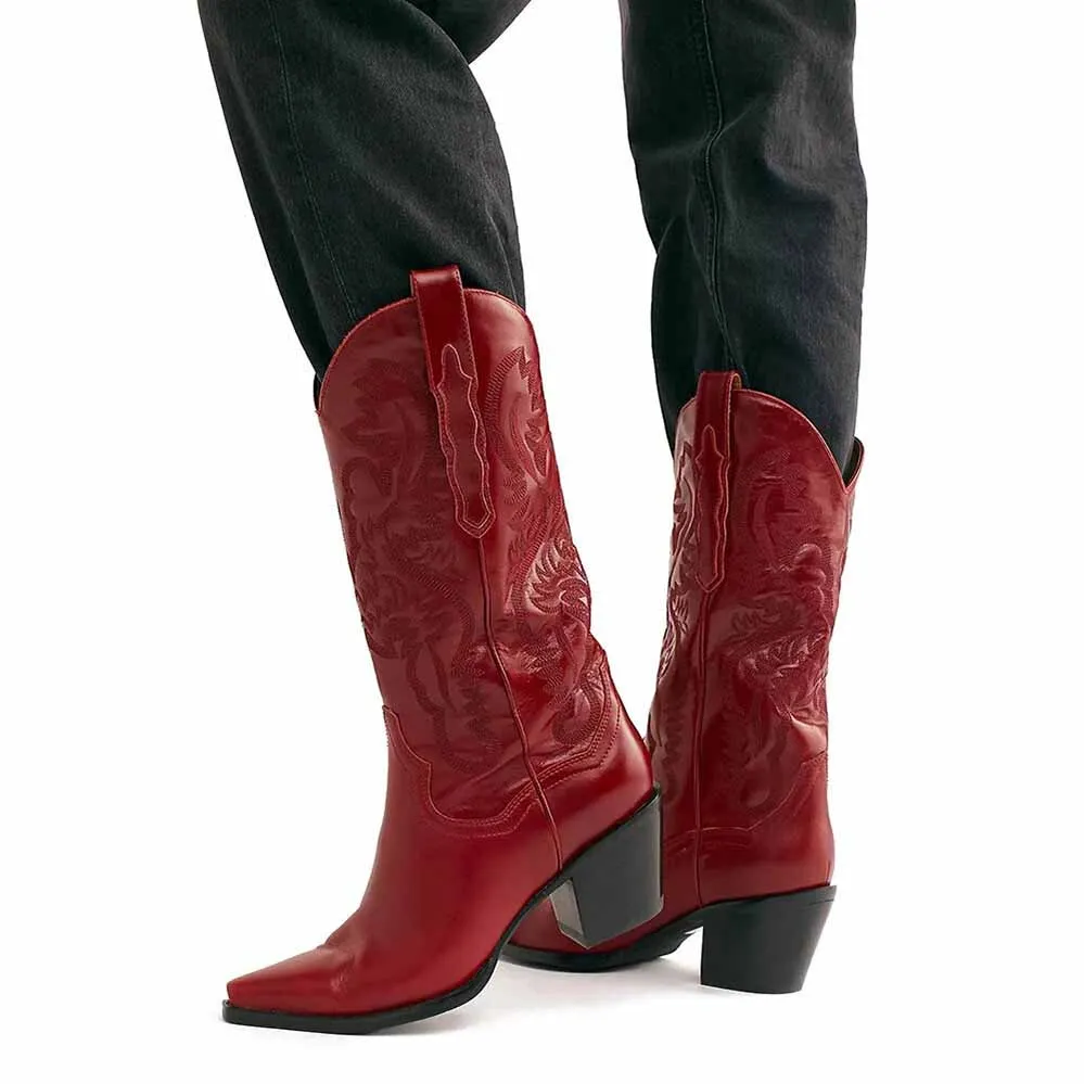 Women's Embroidered Bootie Western Cowboy Boots
