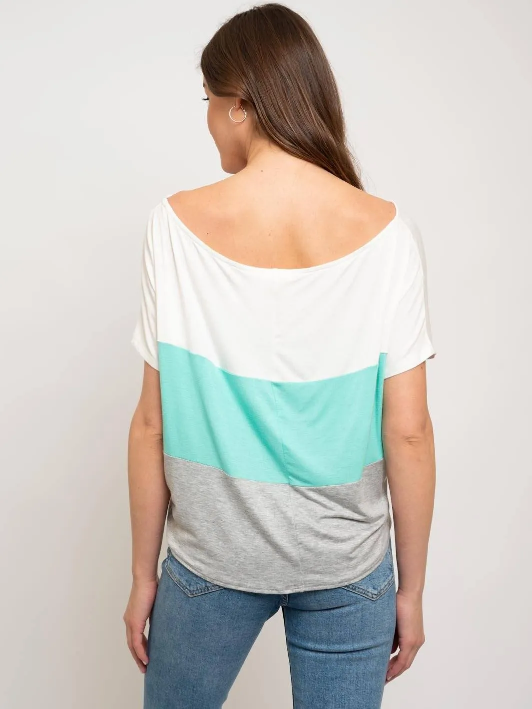 WOMEN'S FRONT TIE COLOR BLOCK TOP
